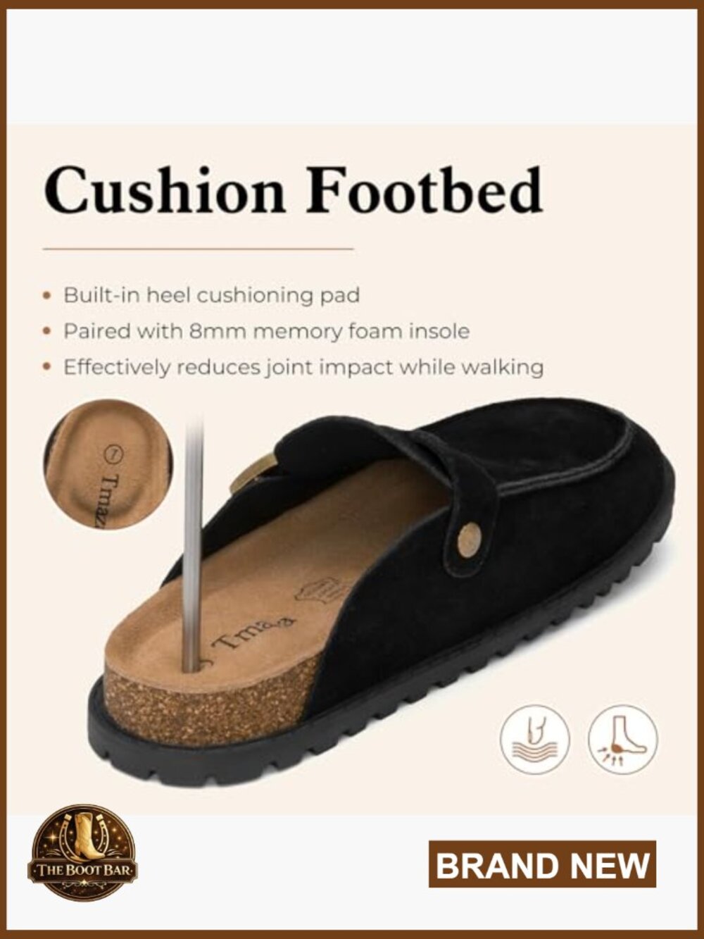 Genuine Suede Clogs Women Arch Support Slip On Mules Memory Foam Cork Footbed - Picture 5 of 6